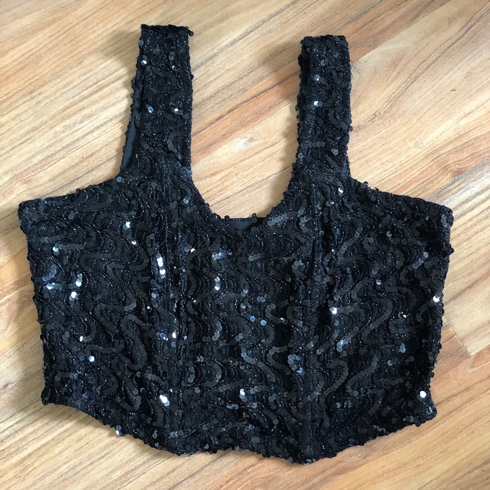 Vintage 80s Sequined Crop Top plus size